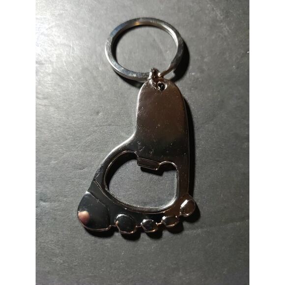 Foot Bottle Opener Keychain Toes Silver Tone - Picture 4 of 5